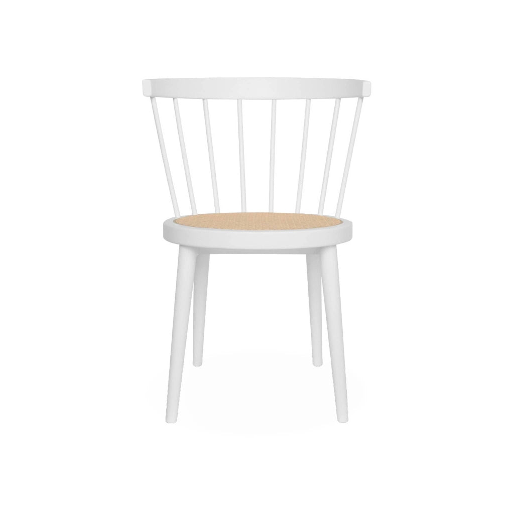Set di 4 sedie in legno e paglia, bianco