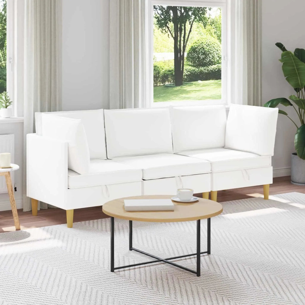 Set di divani modulari con spazio di archiviazione 3 pcs Bianco