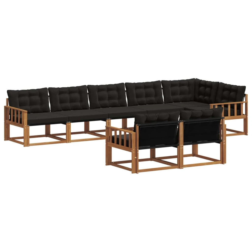 Set di divani da esterno con cuscino 8 pcs Naturale e Nero 3369575