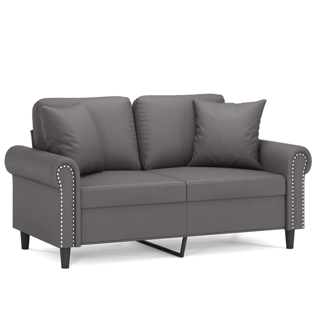 Divano a 2 Posti con Cuscini-Sofa 2 Posti con Cuscini Grigio 120 cm in Similpelle 778833