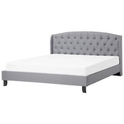 Letto a doghe Tessuto in poliestere grigio Poggiatesta trapuntato imbottito 180 x 200 cm Design moderno