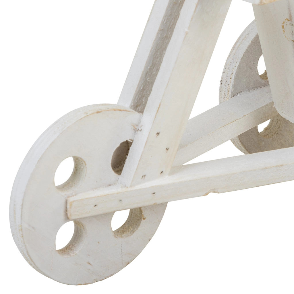 Portavaso bici in legno bianco 24x14x19,5h