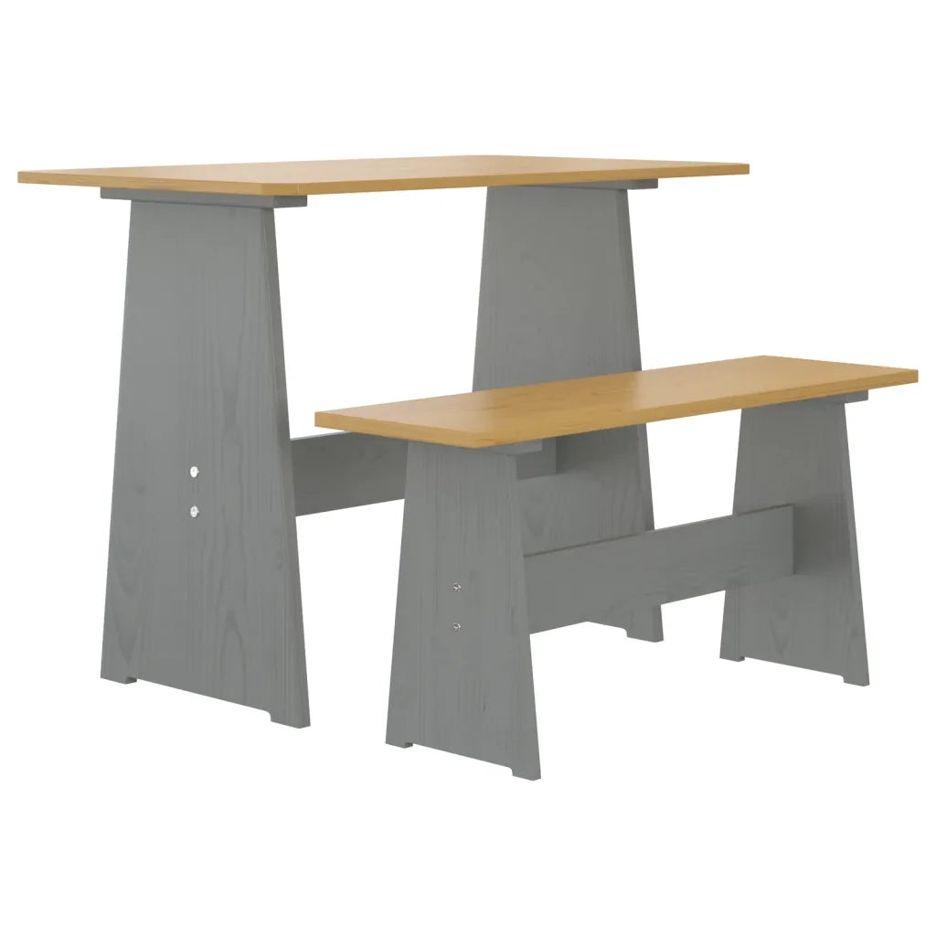 Set da Pranzo 3 pz Marrone Miele e Grigio in Legno di Pino cod mxl 12860