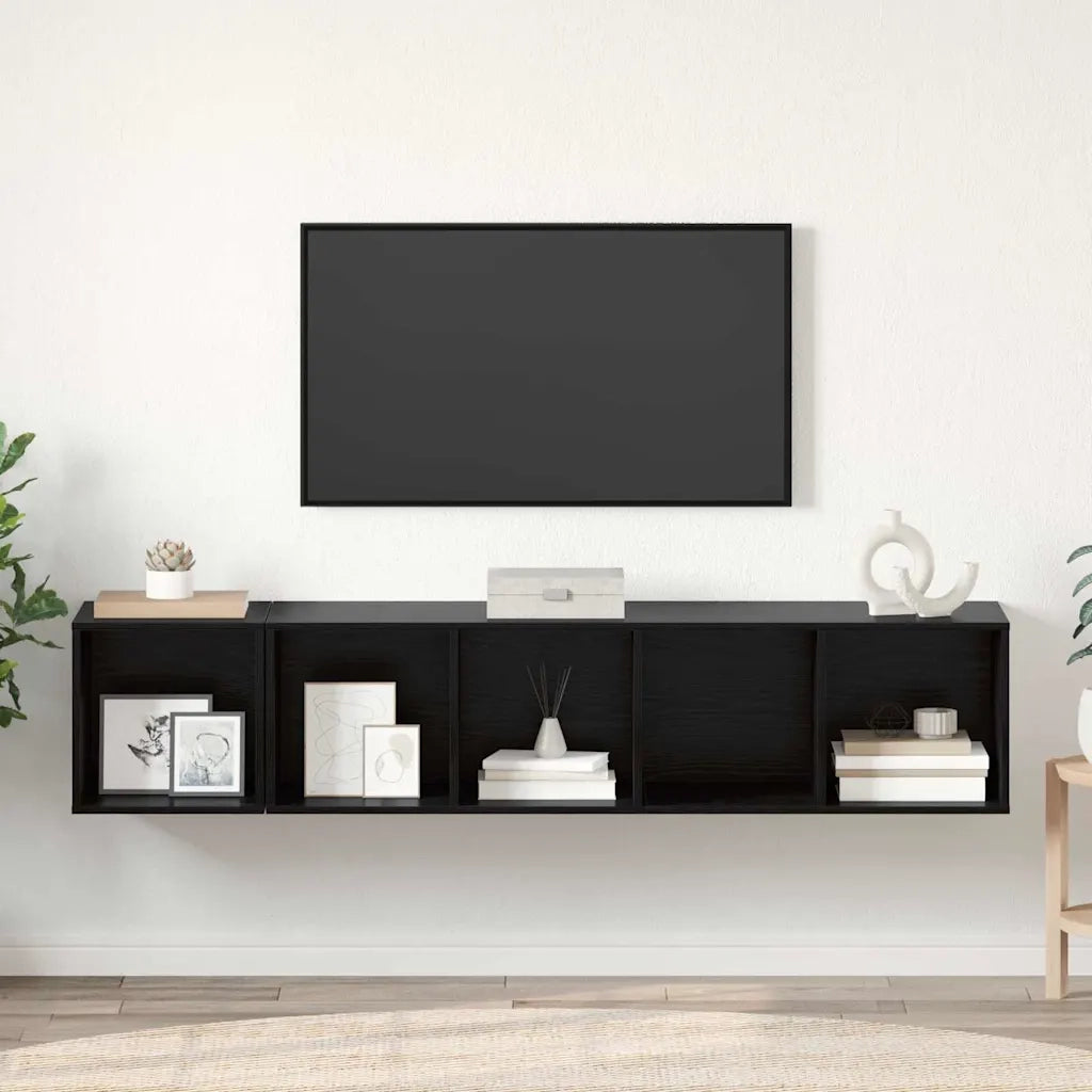 Set di mobili TV 2 pcs Rovere Nero Legno multistrato 3393172