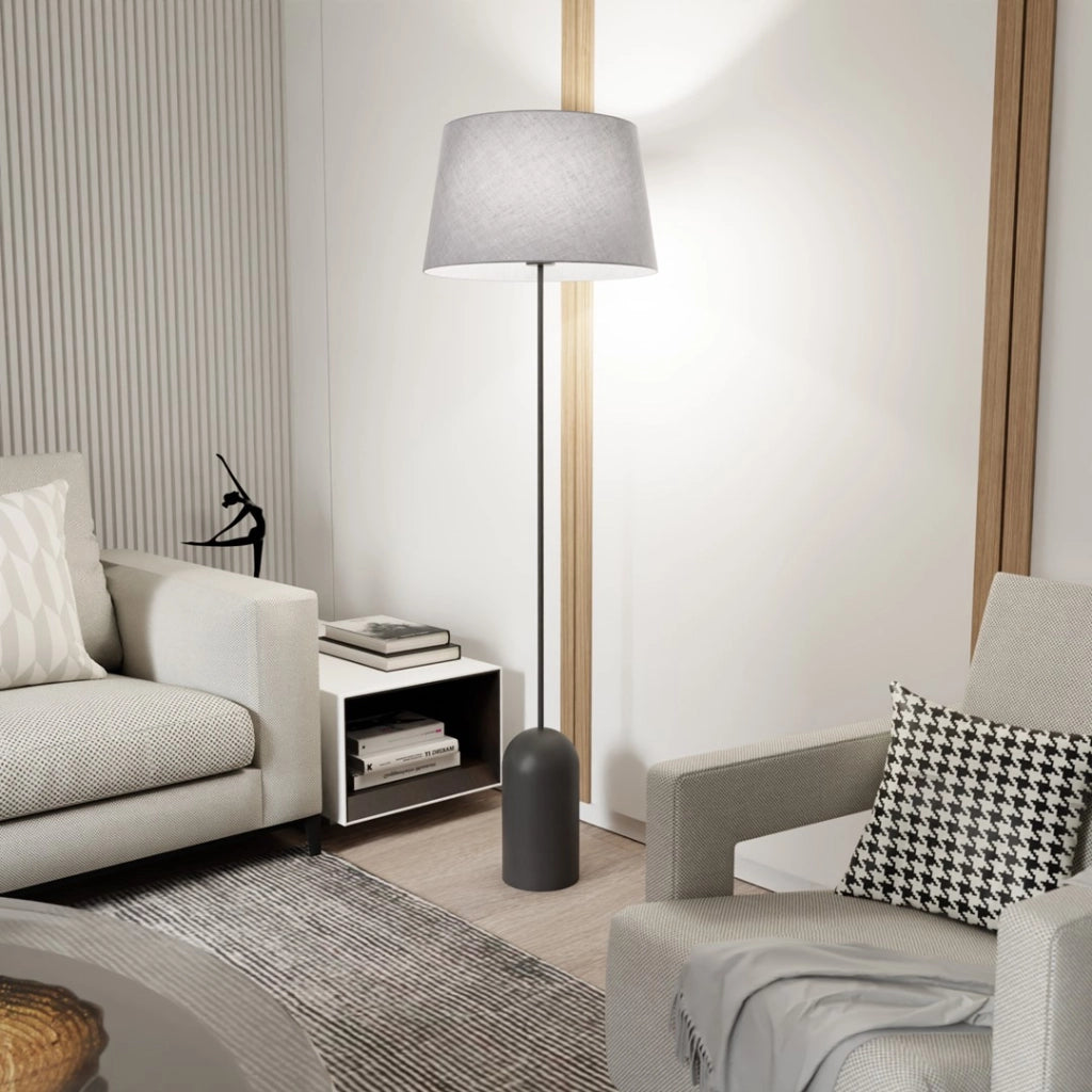 Lampada da terra Pearl con paralume nero/grigio E27 15W Emibig