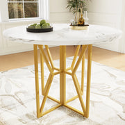 TAVOLO DA PRANZO 80x80x76 cm MDF e metallo colore oro