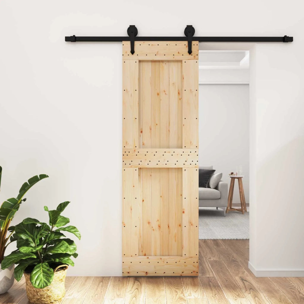 Porta scorrevole Naturale e Nero 70 x 210 cm 3445158