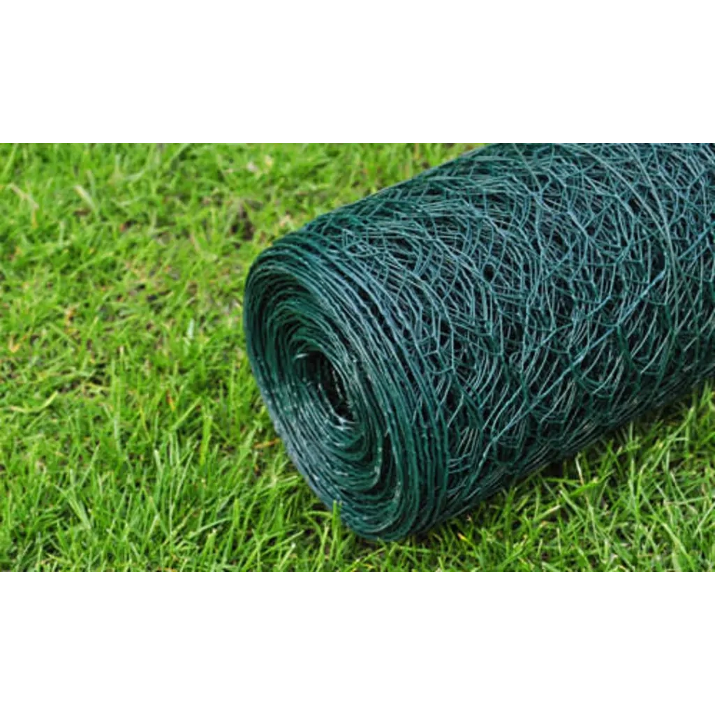 Recinzione in Rete per Pollaio Rivestita in PVC 25x0,75 m Verde 140410