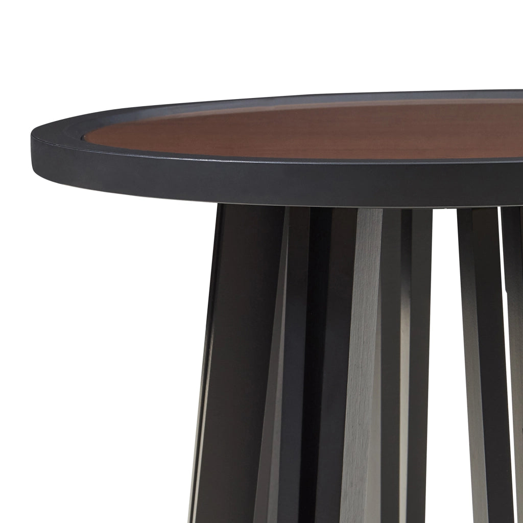 Tavolino Rotondo Burgess da Salotto 51xØ51 cm - Nero/Effeto Noce [en.casa]