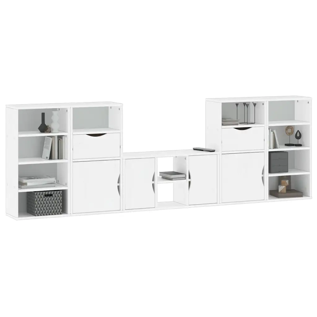 Mobile TV 5 pz con Contenitore ODDA Bianco in Legno di Pino 3365371