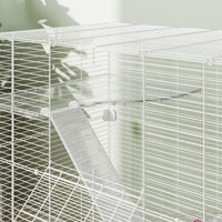 Gabbia per Roditori 73x47x80 cm Multilivello con Accessori Inclusi in Acciaio e PET Bianco