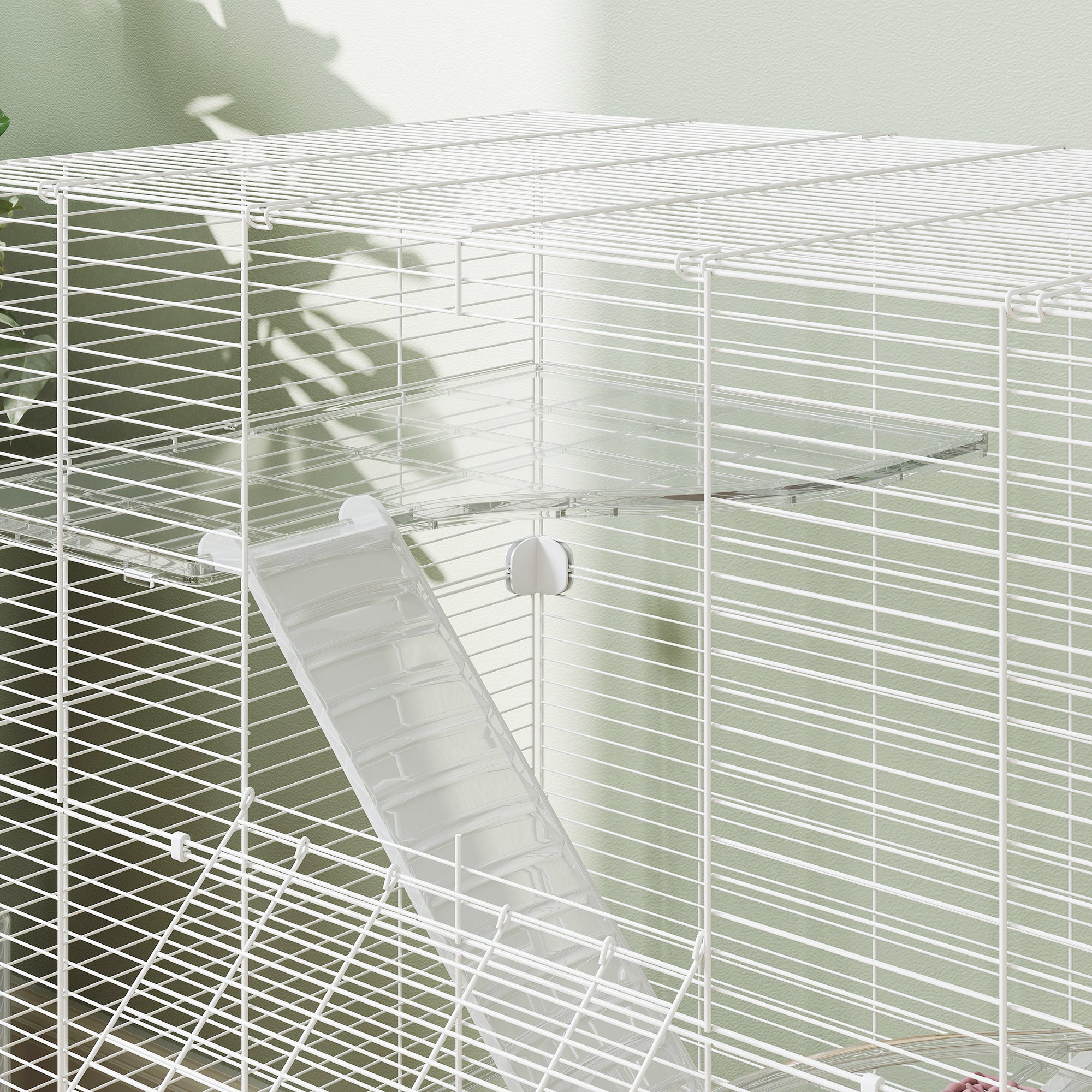 Gabbia per Roditori 73x47x80 cm Multilivello con Accessori Inclusi in Acciaio e PET Bianco
