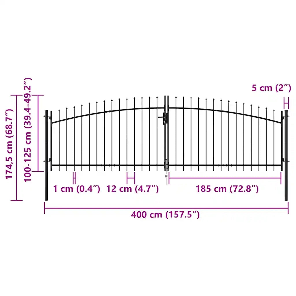Cancello Doppio con Punte a Lancia 400x175 cm