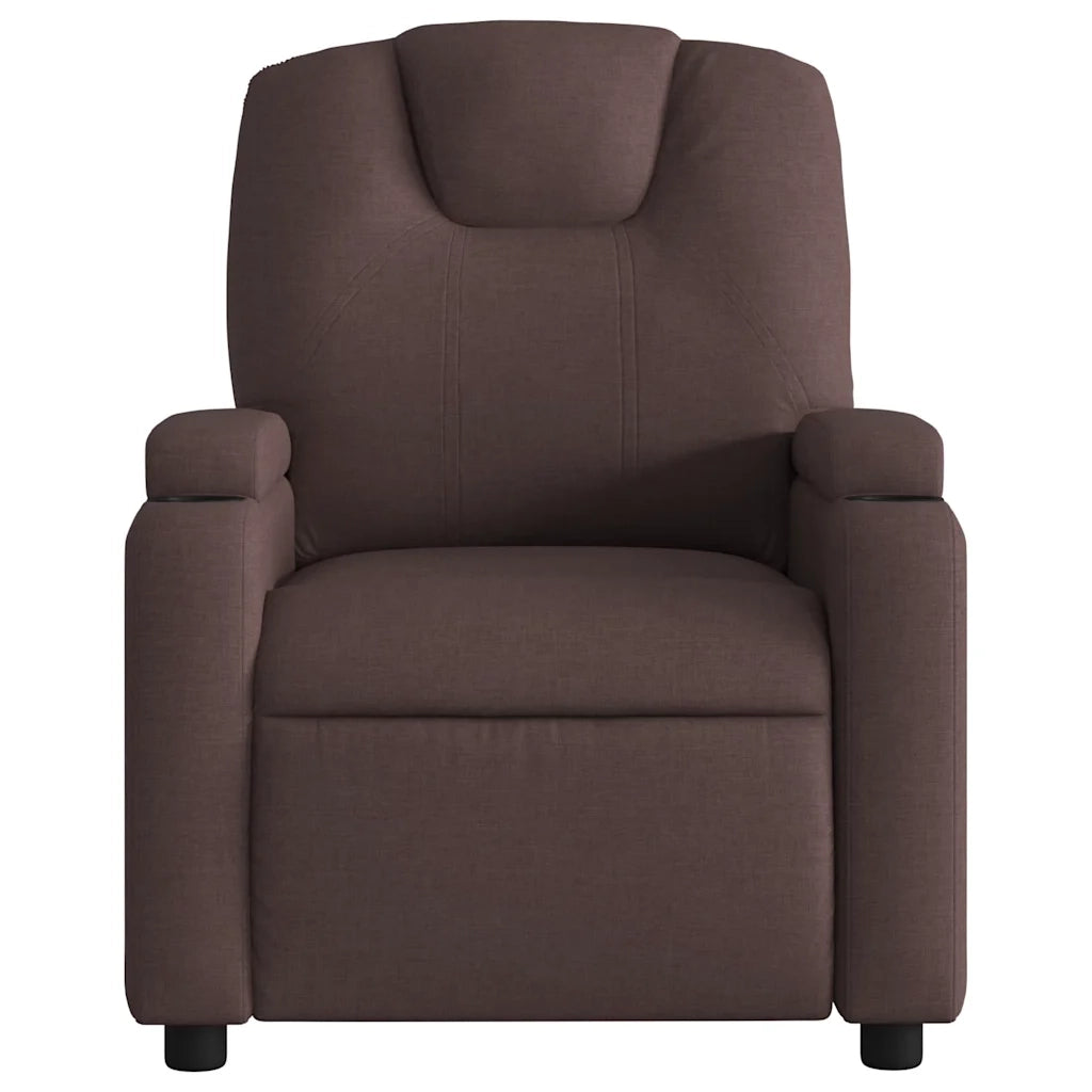 Divano Sedia-Poltrona Massaggio Reclinabile Elettrica Marrone Scuro Tessuto 923683