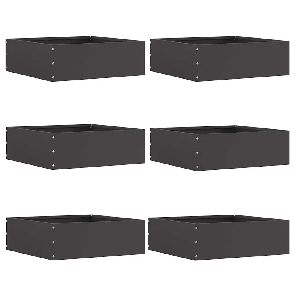 Bordura per Prato 6 pz Nero 40 x 40 x 13 cm Acciaio CFW6005606