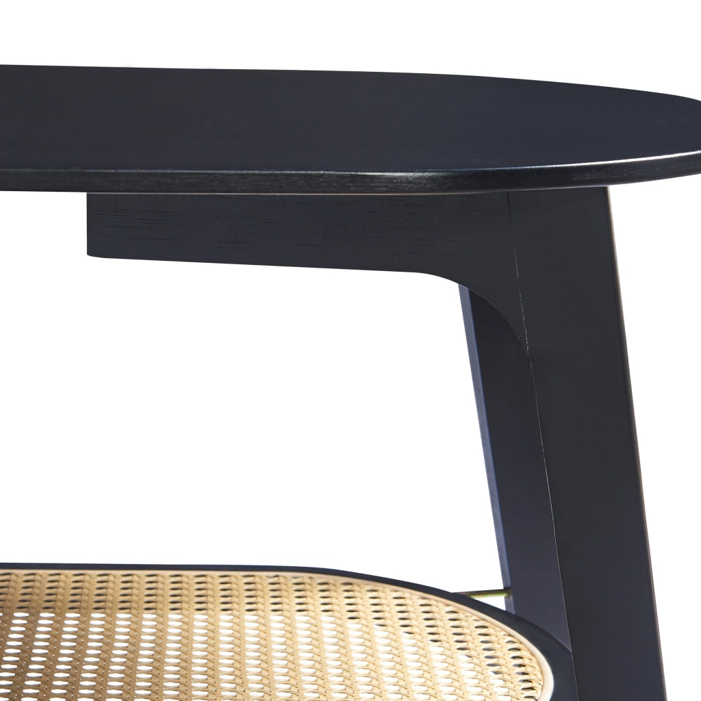 Tavolino Centrale da Salotto Taivalkoski Ovale - Nero / Beige [en.casa]