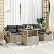 Set Divano da Giardino 6pz con Cuscini Grigio Chiaro Polyrattan 3327852