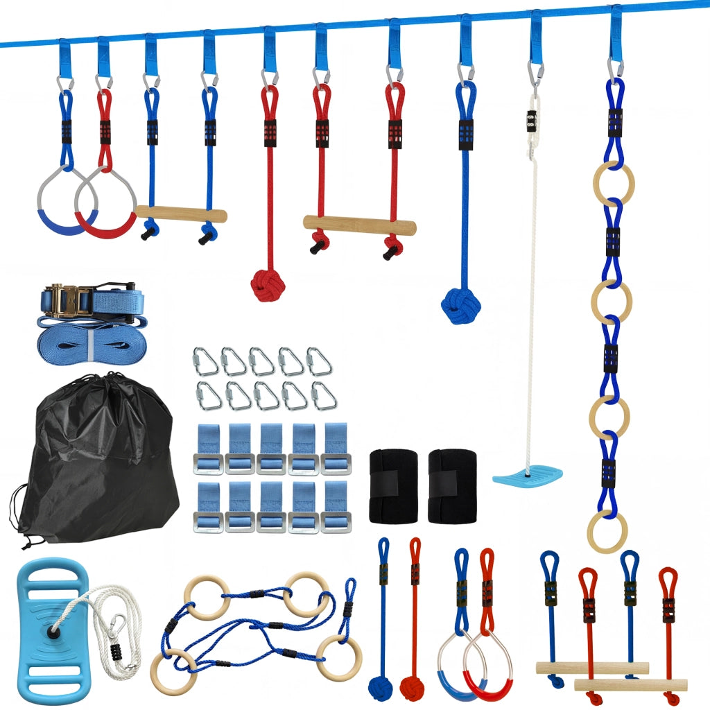 Kit percorso ostacoli ninja per bambini ¨C zephmum ¨C 10 m, multicolore, 100 kg
