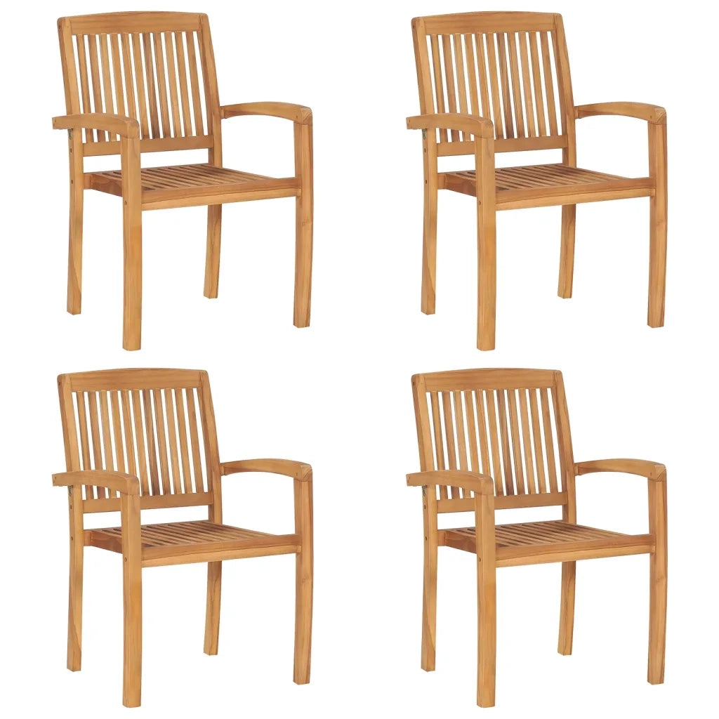 Sedie da Giardino Impilabili 4 pz con Cuscini Massello di Teak cod mxl 8406
