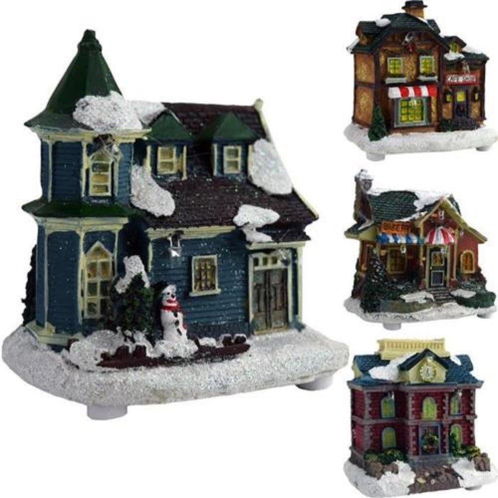 Trade Shop - Casa Natalizia Illuminazione A Led In Poliresina Scena Natale Modello Casuale -