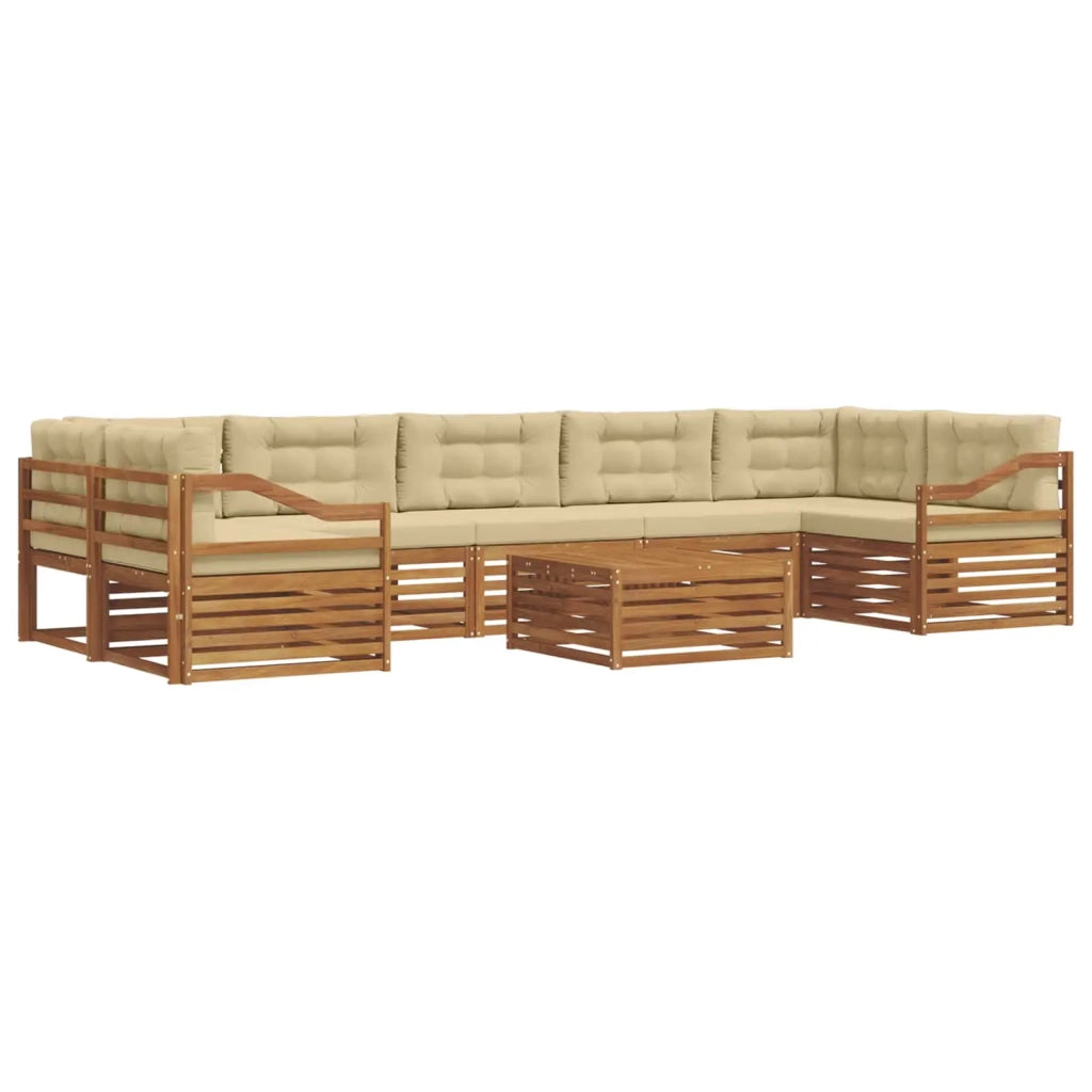 Set di divani da esterno con cuscino 8 pcs Naturale e Beige
