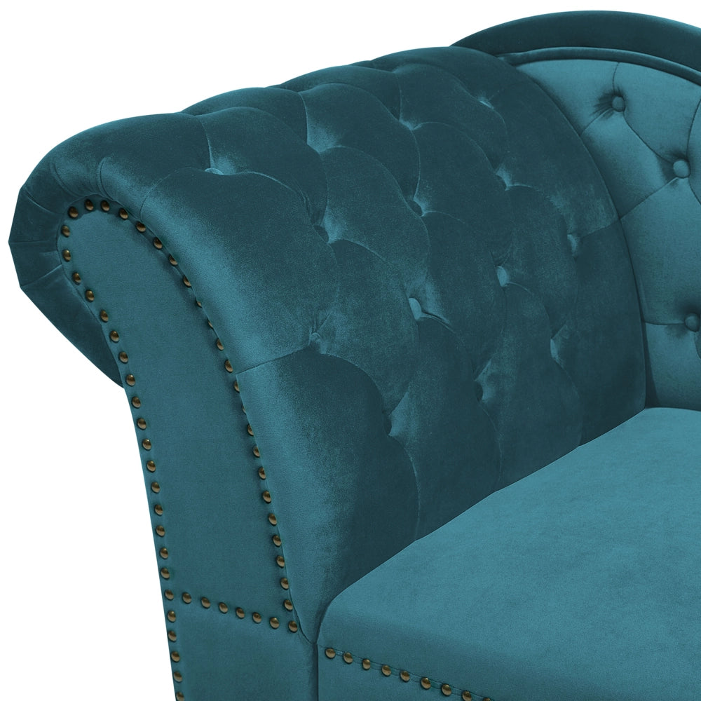 Chaise longue Foglia di tè Velluto versione sinistra Abbottonato soggiorno