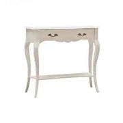 Consolle Lolla in legno Shabby chic bianco opaco maniglie foglia