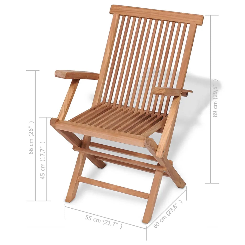 Set da Pranzo per Esterni 5 pz in Legno Massello di Teak 44683