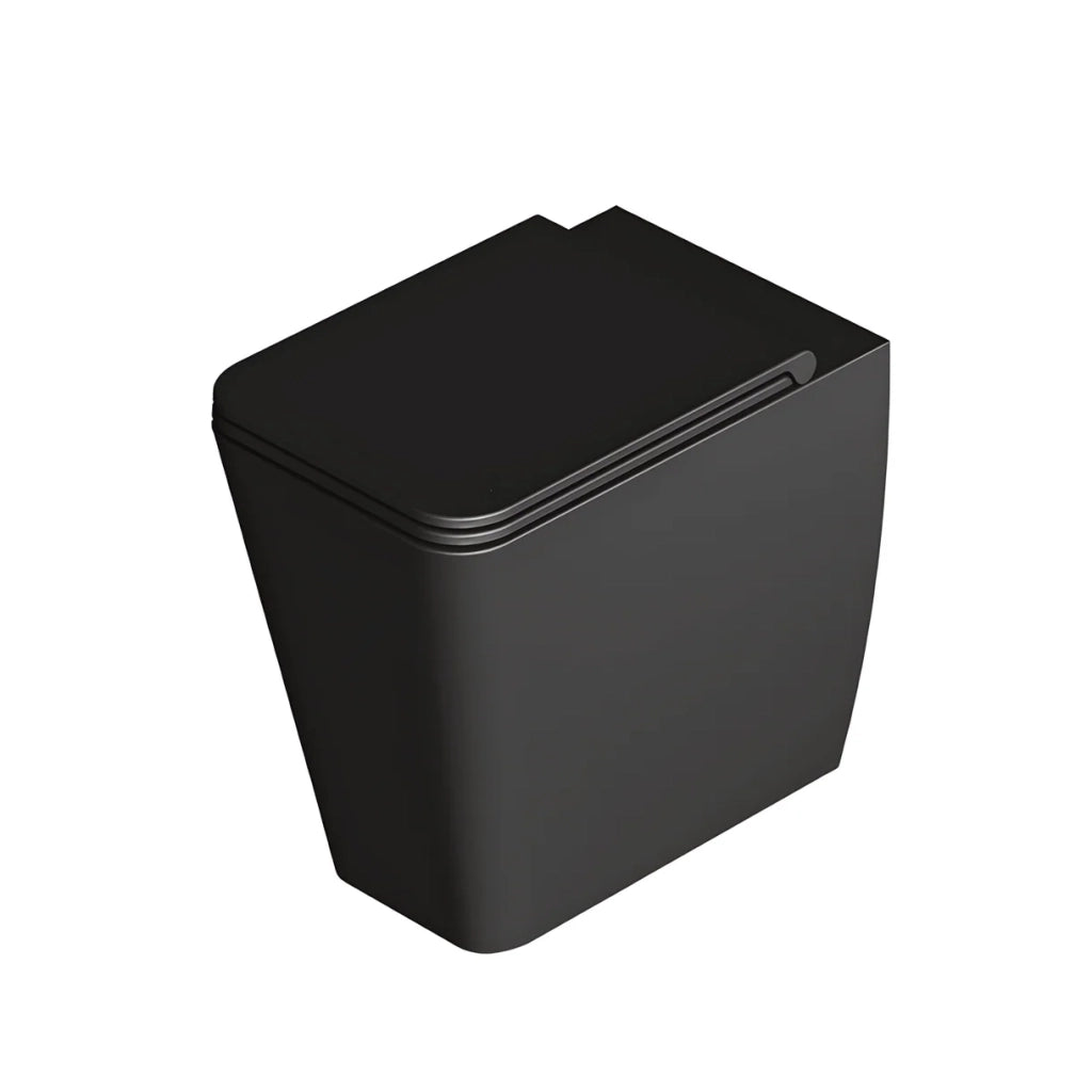Coppia Di Sanitari Alice Ceramica Da Terra Filo Muro Senza Brida Nero Opaco "Hide Square"