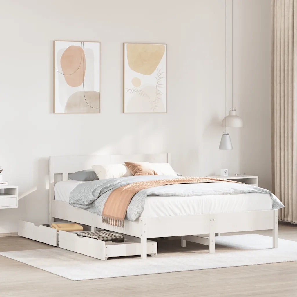 Letto senza Materasso-Struttura Letto Bianco 160x200 cm Legno Massello di Pino 618492
