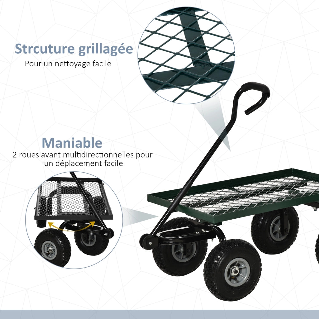 Carriola Giardino 4 Ruote ¨C zephmum ¨C Verde 94x48.5x100 cm