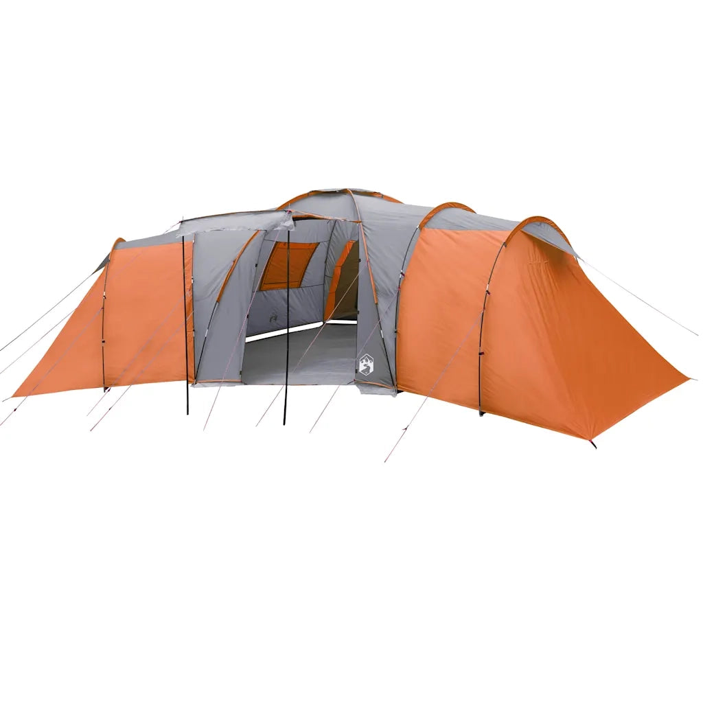 Tenda da Campeggio a Cupola 12 Persone Grigio e Arancione 94348