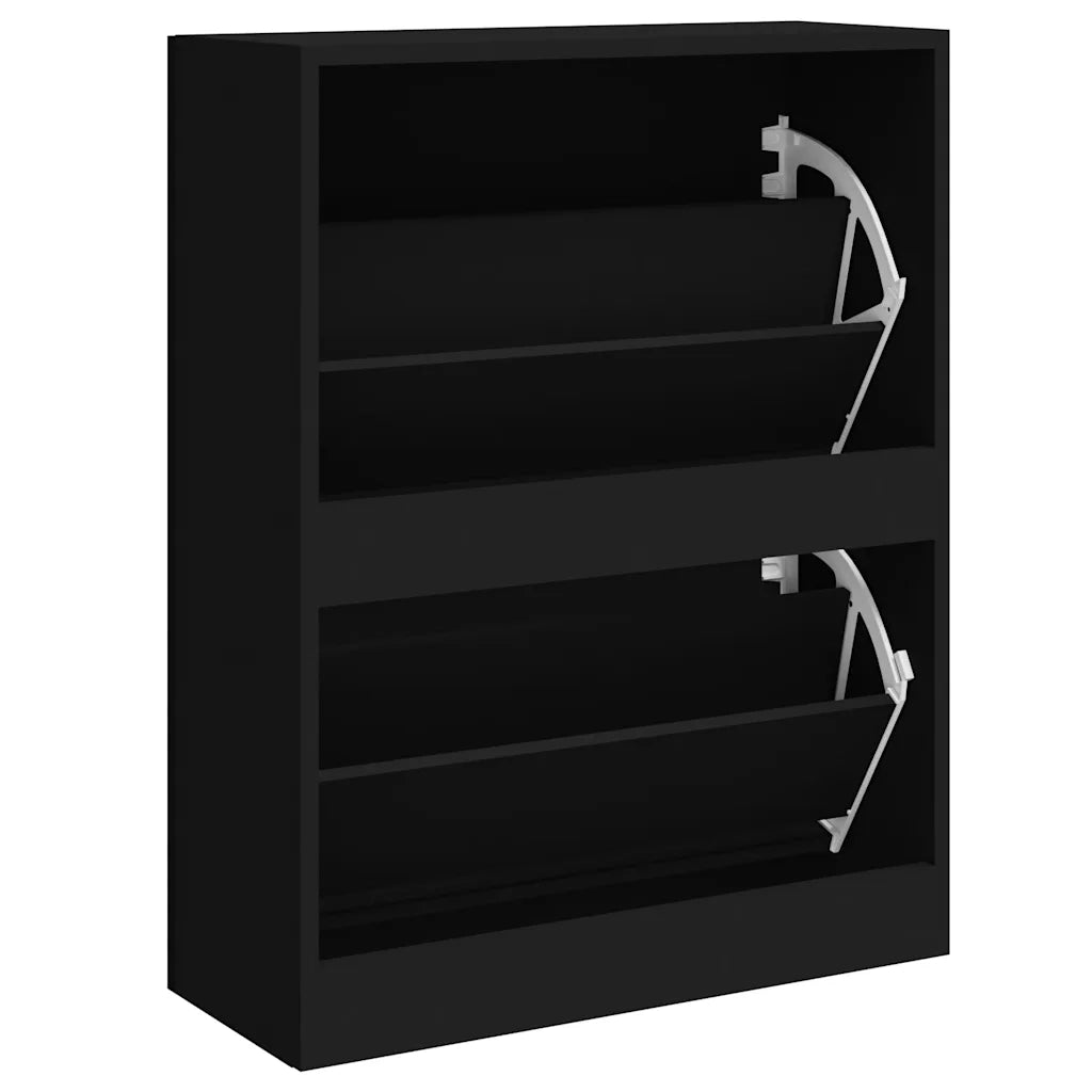 Scarpiera Nera 63x24x81 cm in Legno Multistrato 342558