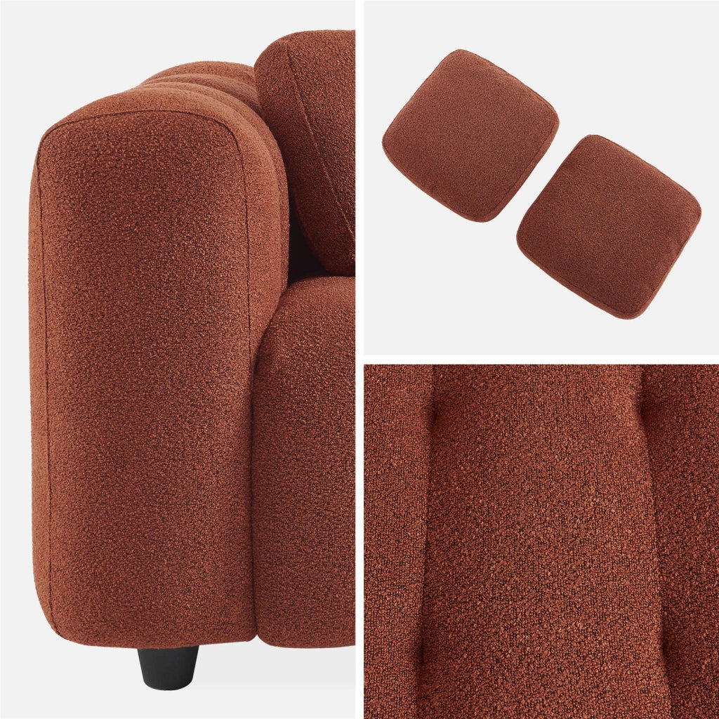 Divano in tessuto bouclé, 3 posti, terracotta