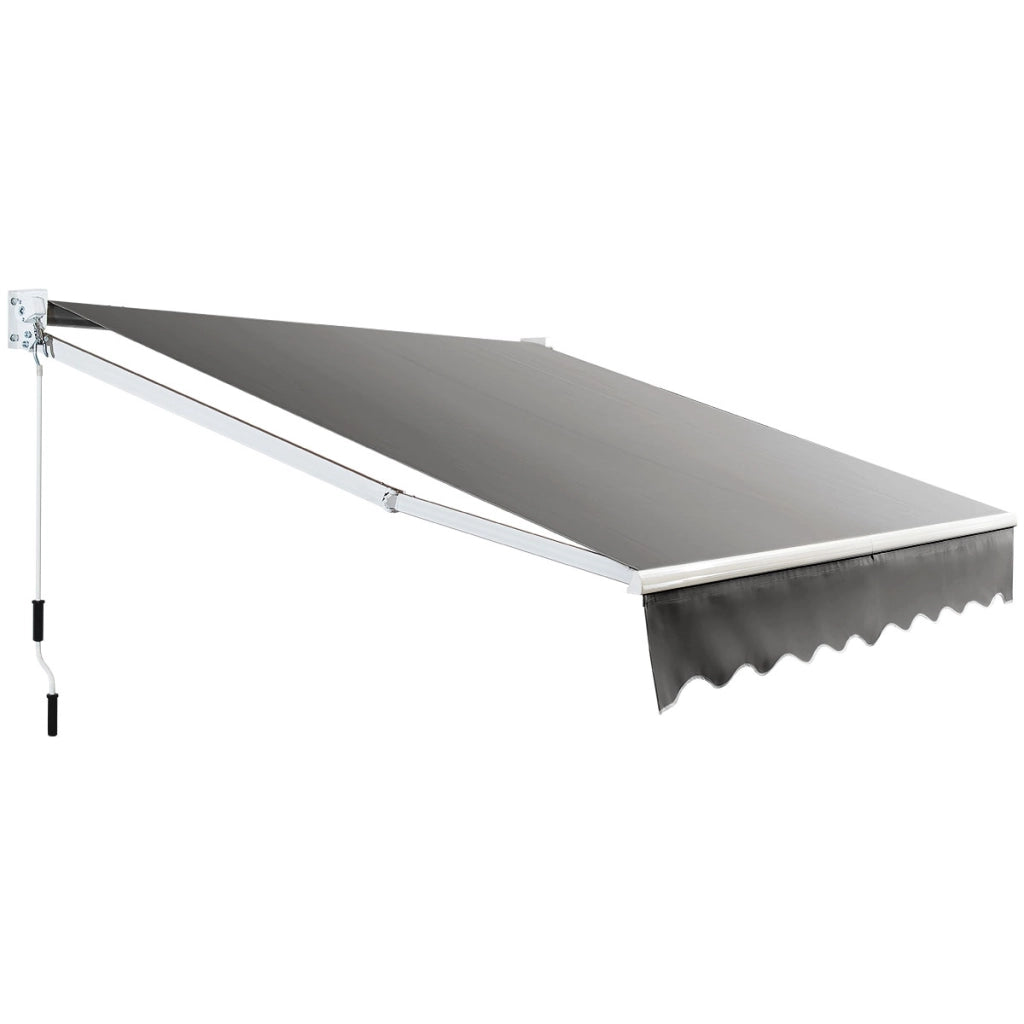 Tenda parasole in alluminio con manovella e poliestere impermeabile, Tenda da sole retrattile 295x250cm Grigio-Tende parasole