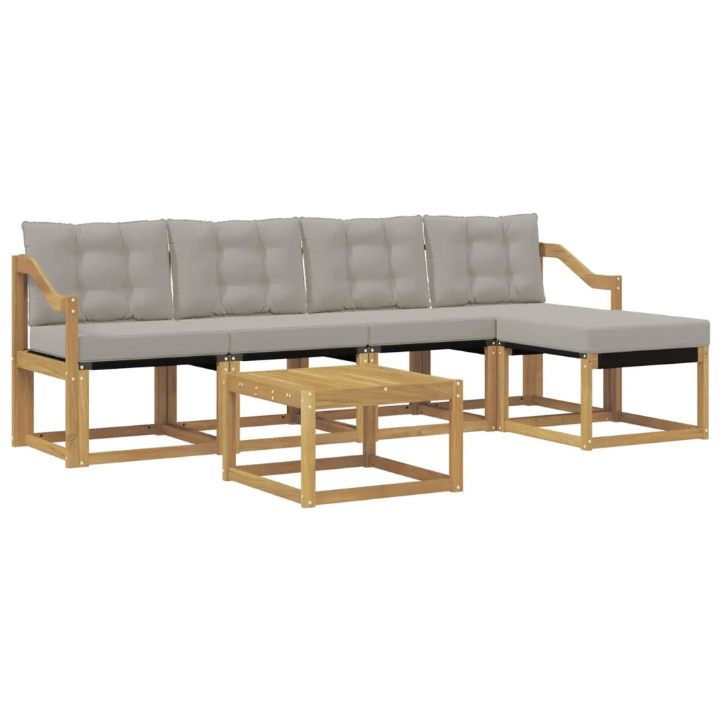 Set di divani da esterno 6 pz Bianco e Grigio Chiaro 3389413