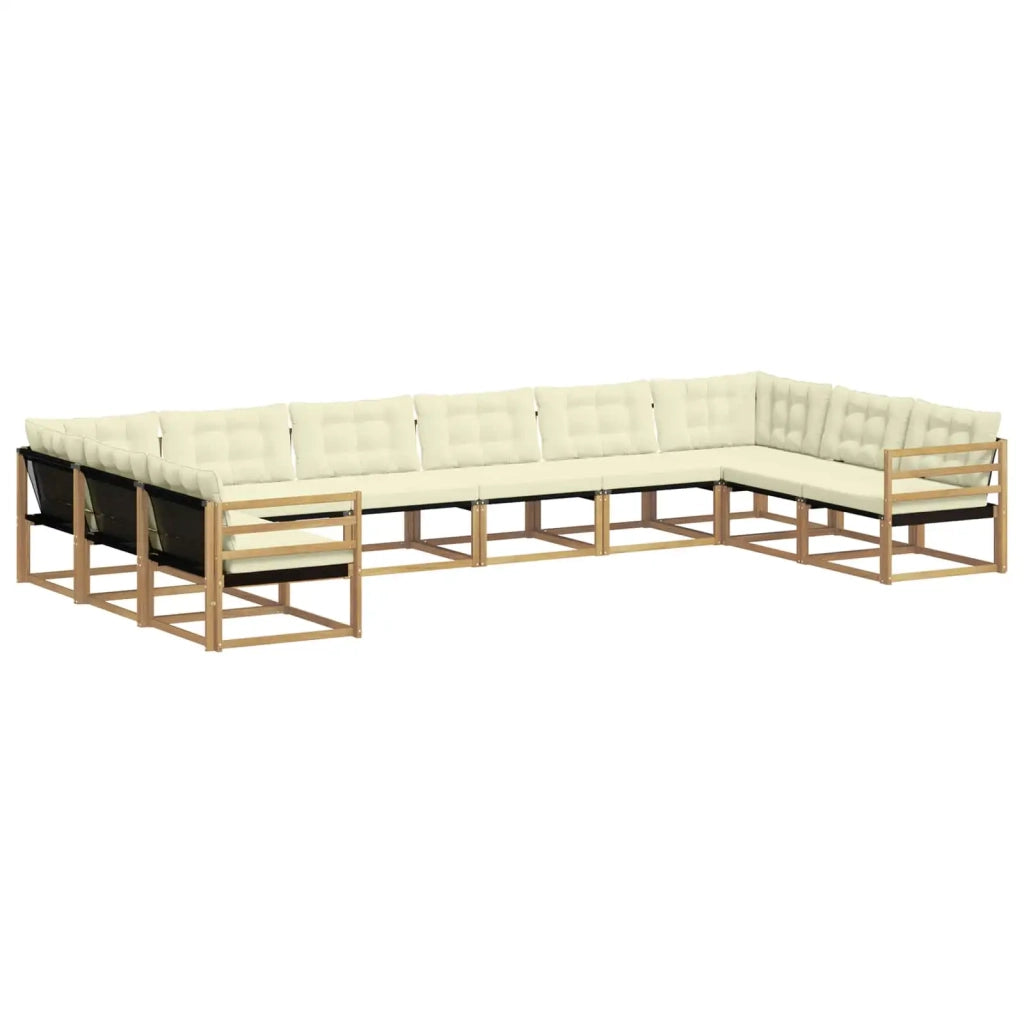 Set di divani da esterno con cuscino 10 pcs Bianco e Crema 3389104