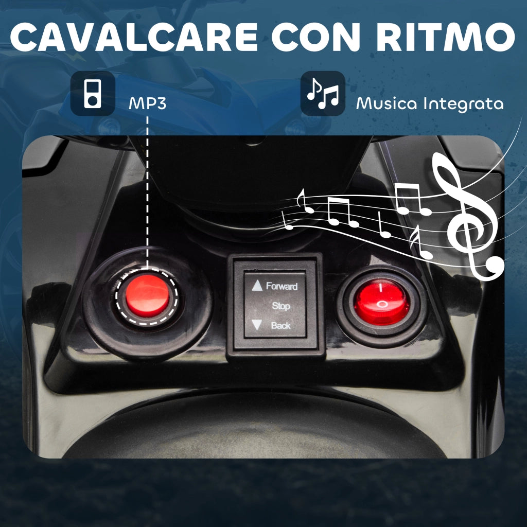 Quad Elettrico per Bambini ATV 6V Ricaricabile con Fari e Musica Blu