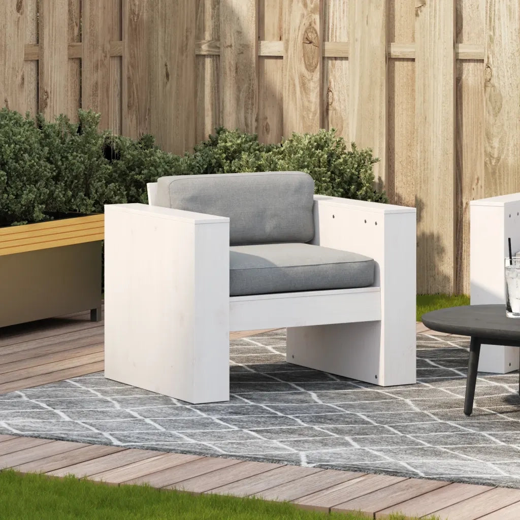 Divano da giardino-Sofa da Giardino-Divano da esterno Bianco 79x60x62 cm in Legno Massello di Pino