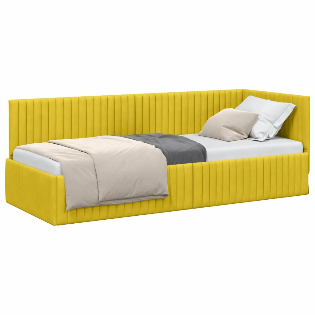 Cornice del letto ad angolo Giallo 80 cm x 200 cm Velluto