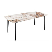 Tavolo da pranzo HEXA – Ceramica effetto pietra e metallo nero – 160 cm – Stile contemporaneo