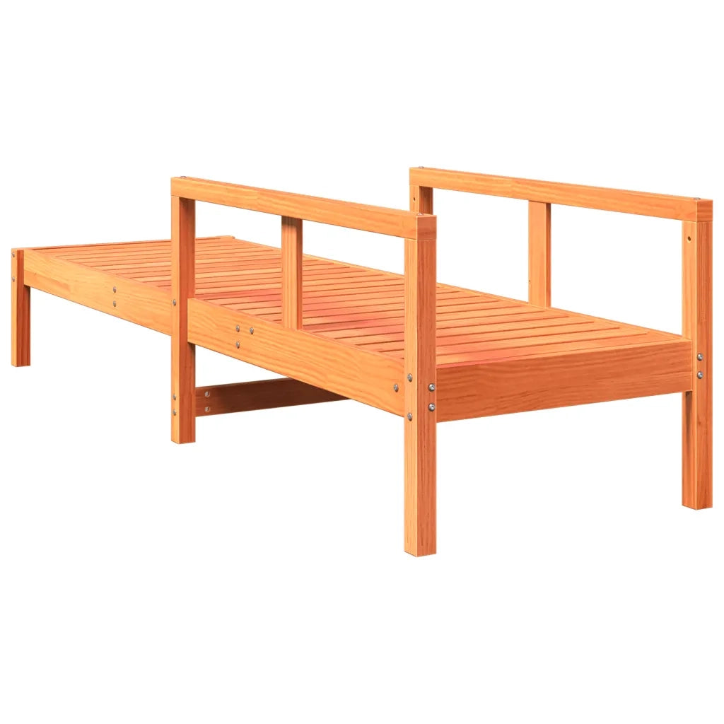 Lettino Prendisole | Sdraio da giardino | Lettino da sole Marrone Cera 199,5x62x55 cm Massello di Pino