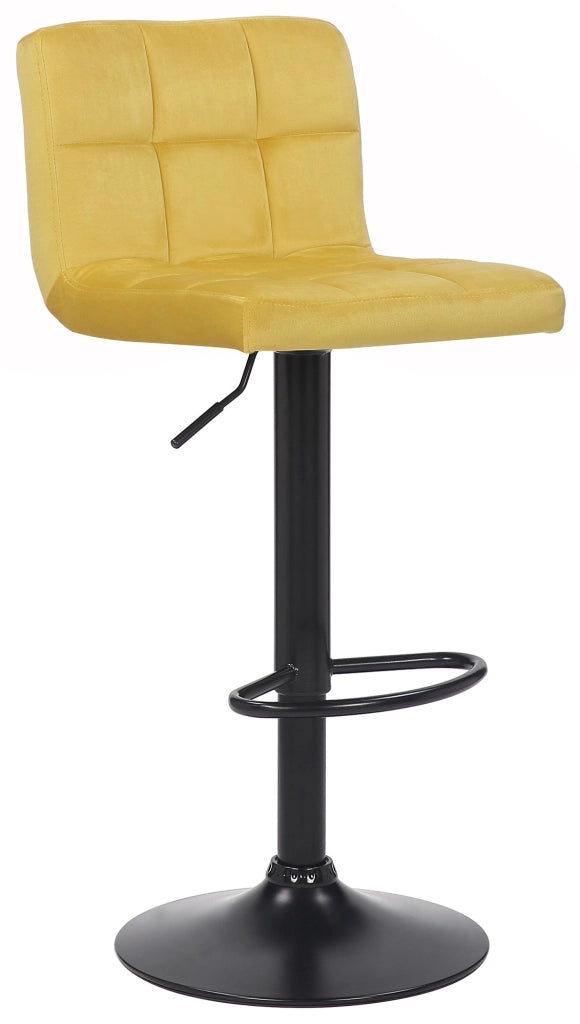 Sgabello imbottito bar Feni in velluto giallo