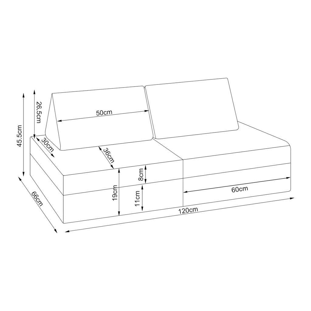 Divano Componibile per Bambini Norhulta Set Modulare Imbottito 120x66x46 cm Velluto a Coste Blu [en.casa]