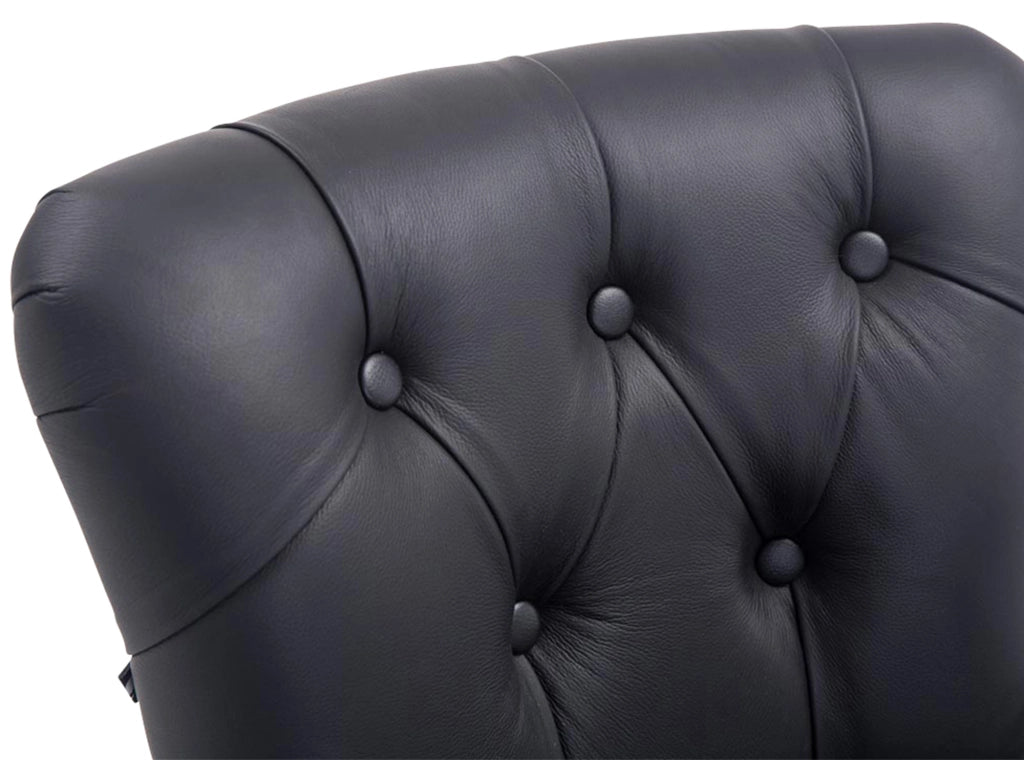 Sgabello Lakewood vera pelle antico-scuro nero