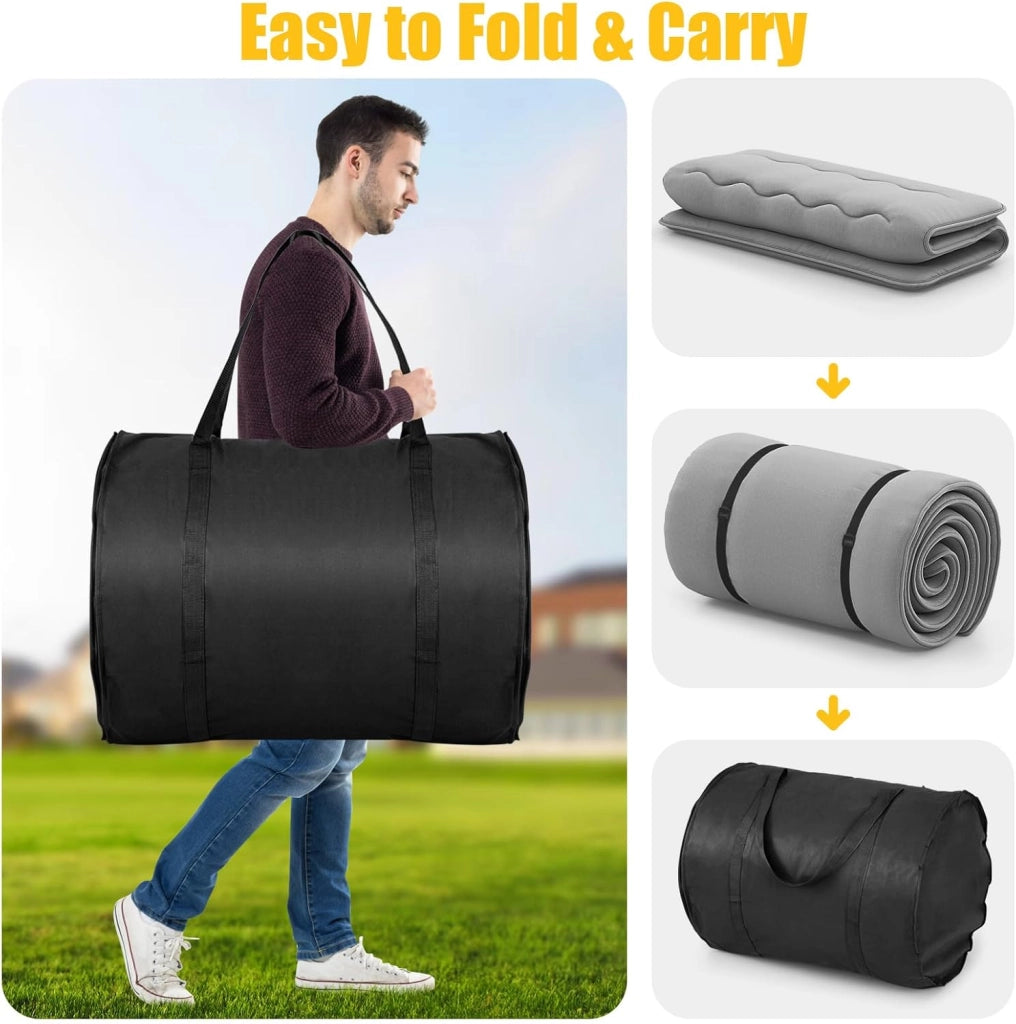 Materasso da pavimento 140 x 200 cm, Futon giapponese pieghevole, con borsa per il trasporto e fodera rimovibile, per camera degli ospiti, camera da letto