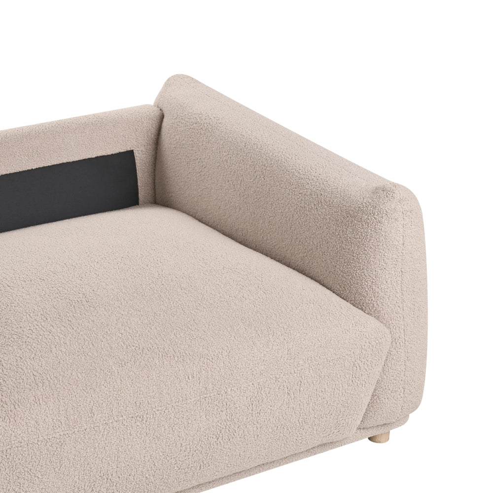 Divano a 3 posti in tessuto beige con cuscini decorativi e gambe in legno divano moderno per soggiorno
