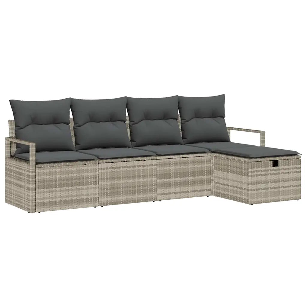 Set di divani con cuscino Grigio chiaro polyrattan