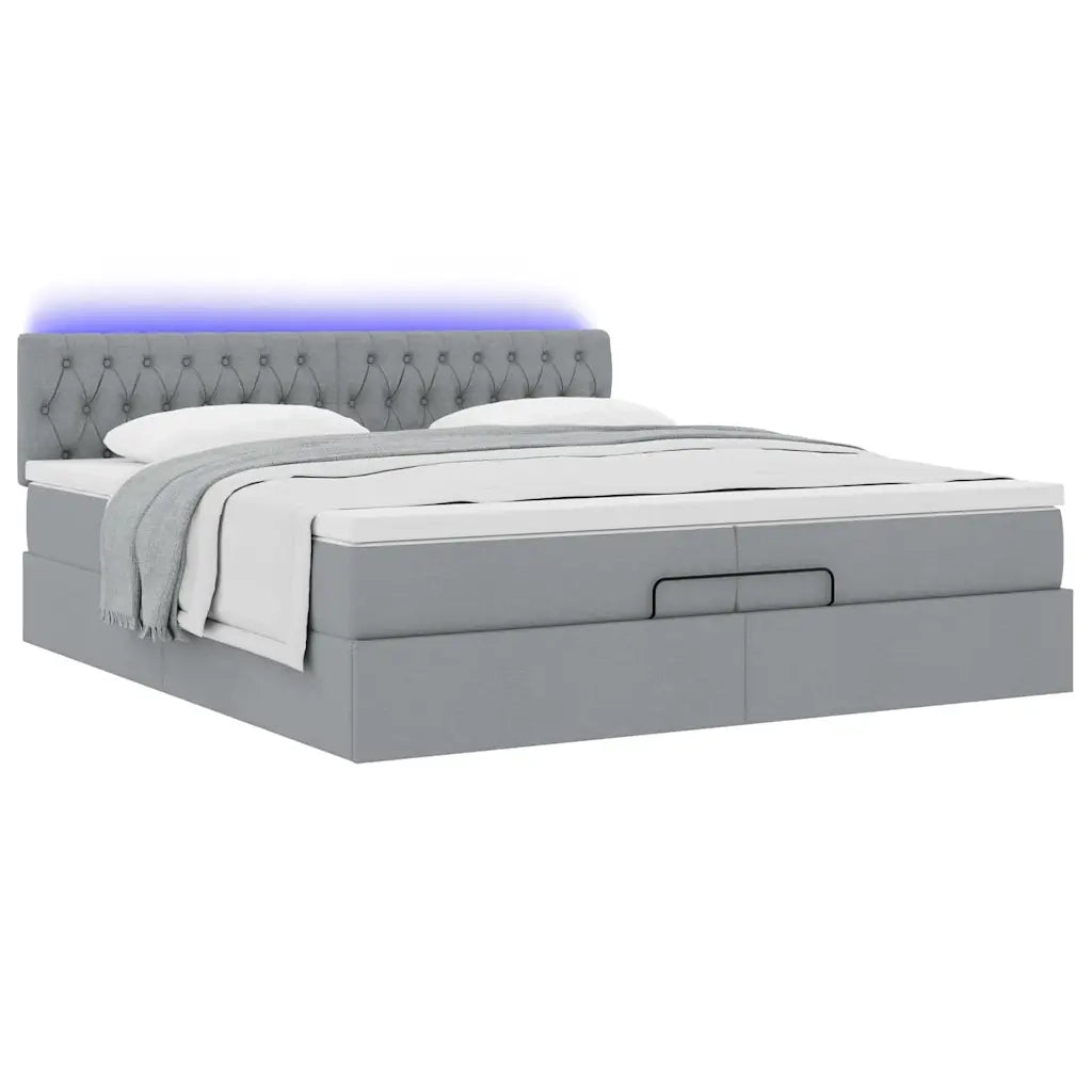 Struttura Letto Pouf con Materassi 200x200 cm in Tessuto