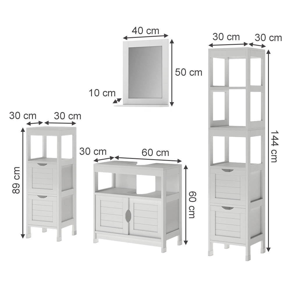 Vicco Set di mobili da bagno Bianco 4 parti